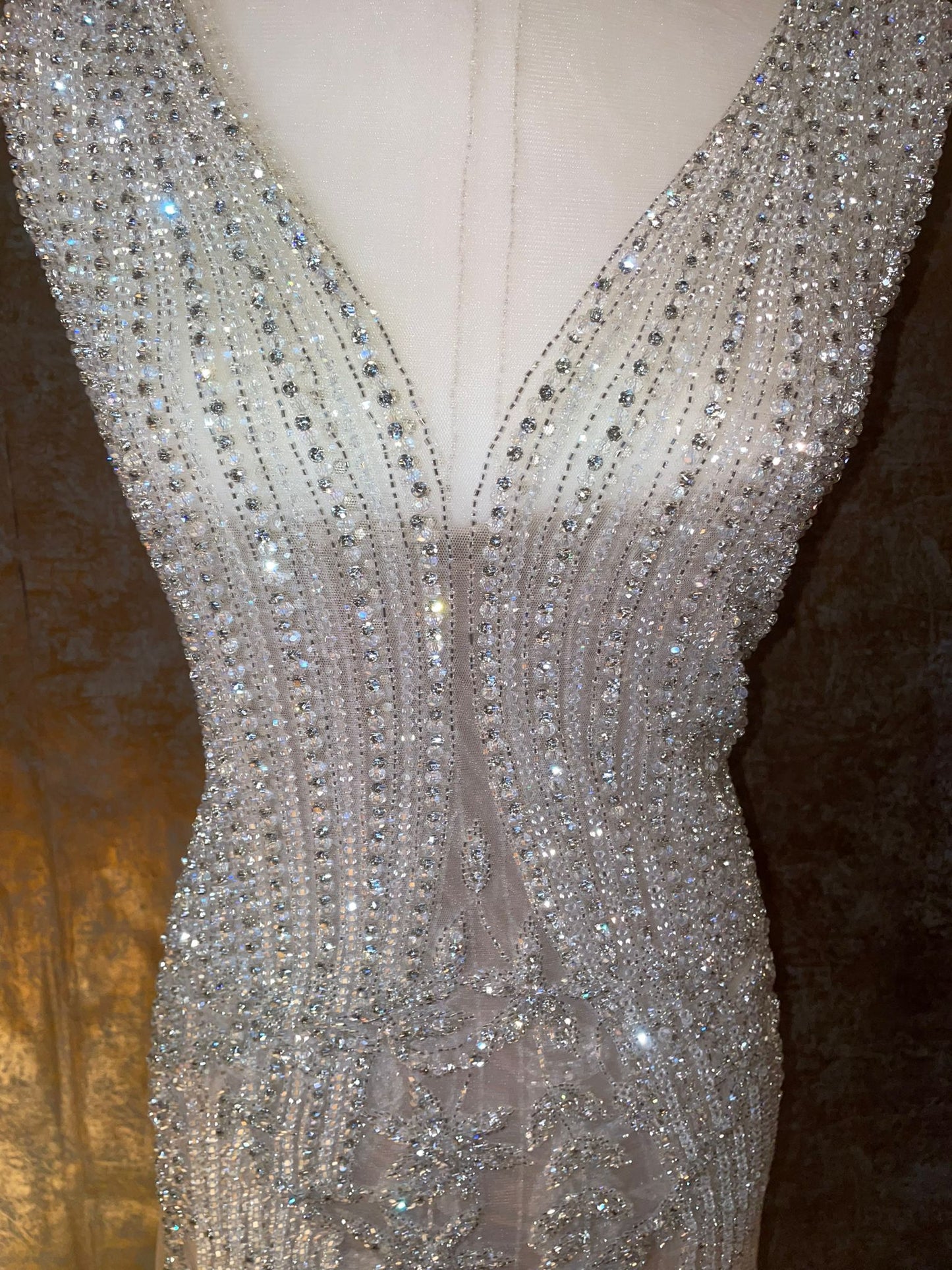 Elegant Rhinestones and Crystals Embellished Dress (Unstitched)