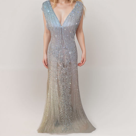 Elegant Rhinestones and Crystals Embellished Dress (Unstitched)